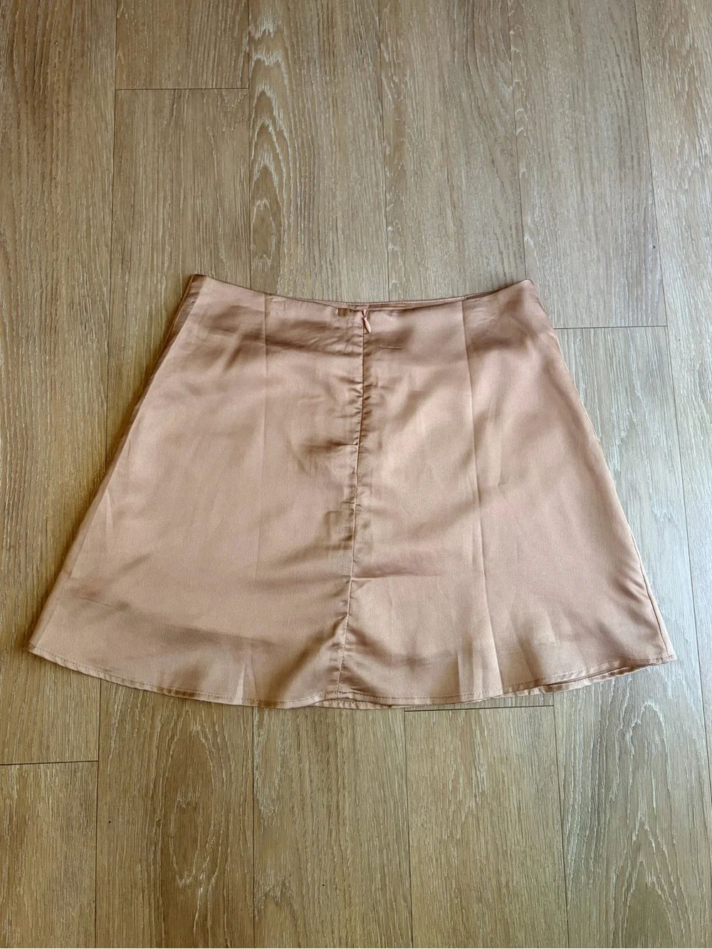 LYANER Champagne Silk/Satin A-Line Double-Lined Skirt